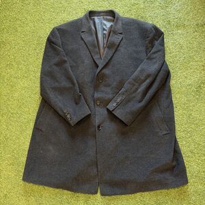 Calvin Klein Men Black Wool Cashmere 3 Button Overcoat Sz 60R Pacific 51711